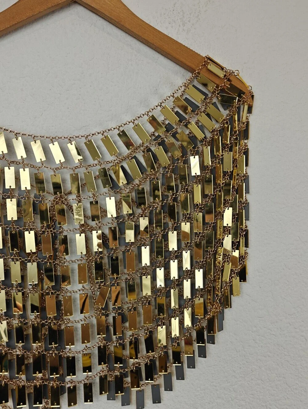 Gold Mirror Chain Mini Skirt Festival Rave Belly Dance Statement Waist Chain 30